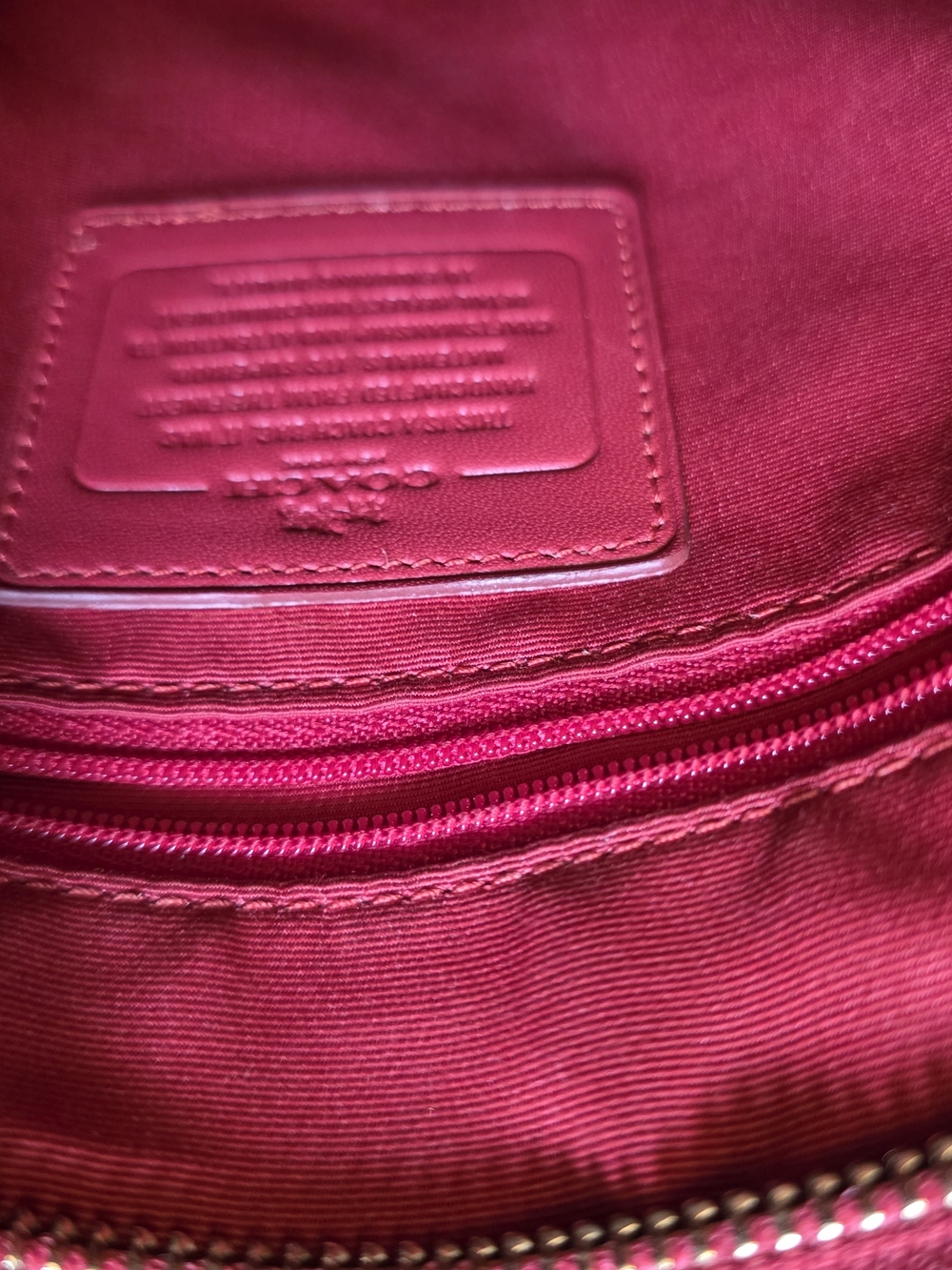 COACH Brown Signature Crossbody with Red Stripe Trim - Picture 3 of 3